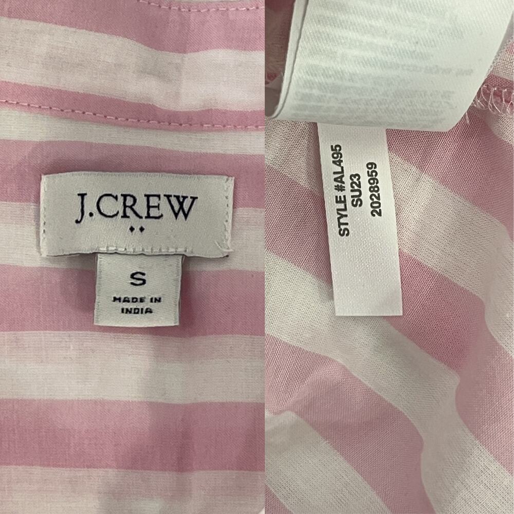 J. Crew Pink White Striped Boyfriend Button Down Shirt Size S - Picture 2 of 4